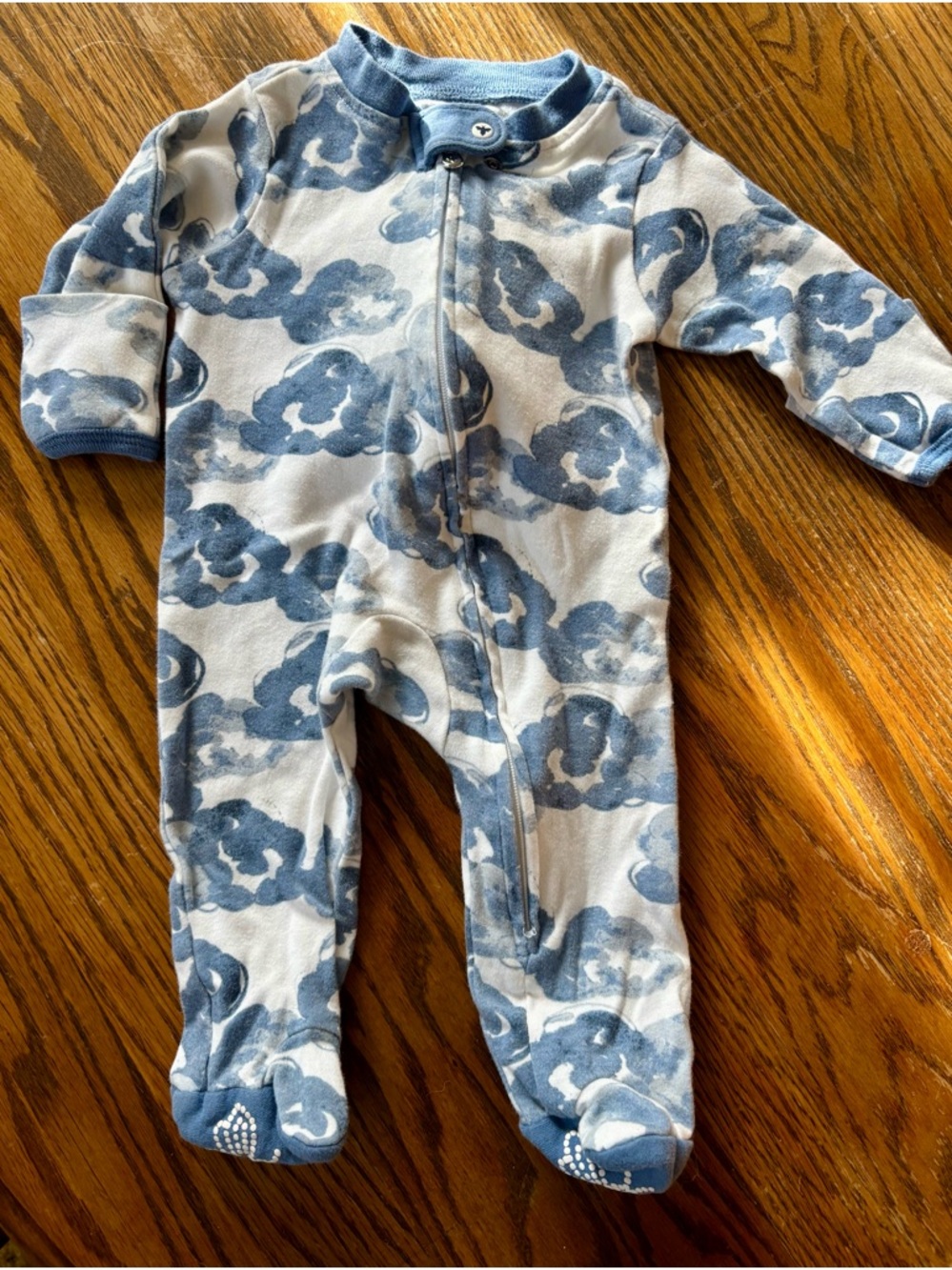 Blue Cloud Print Zip-Front Baby One-Piece